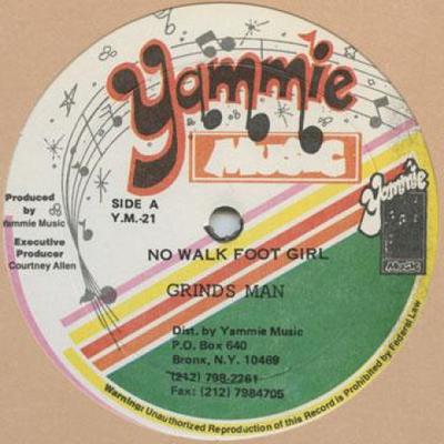 12-tums Skiva GRINDSMAN - No Walk Foot Girl YM21 Yammie Music 1991 USA Reggae, Ska & Dub