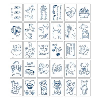 30 Types of Tattoo Stickers for Summer Fashion, A Character, 1 Set