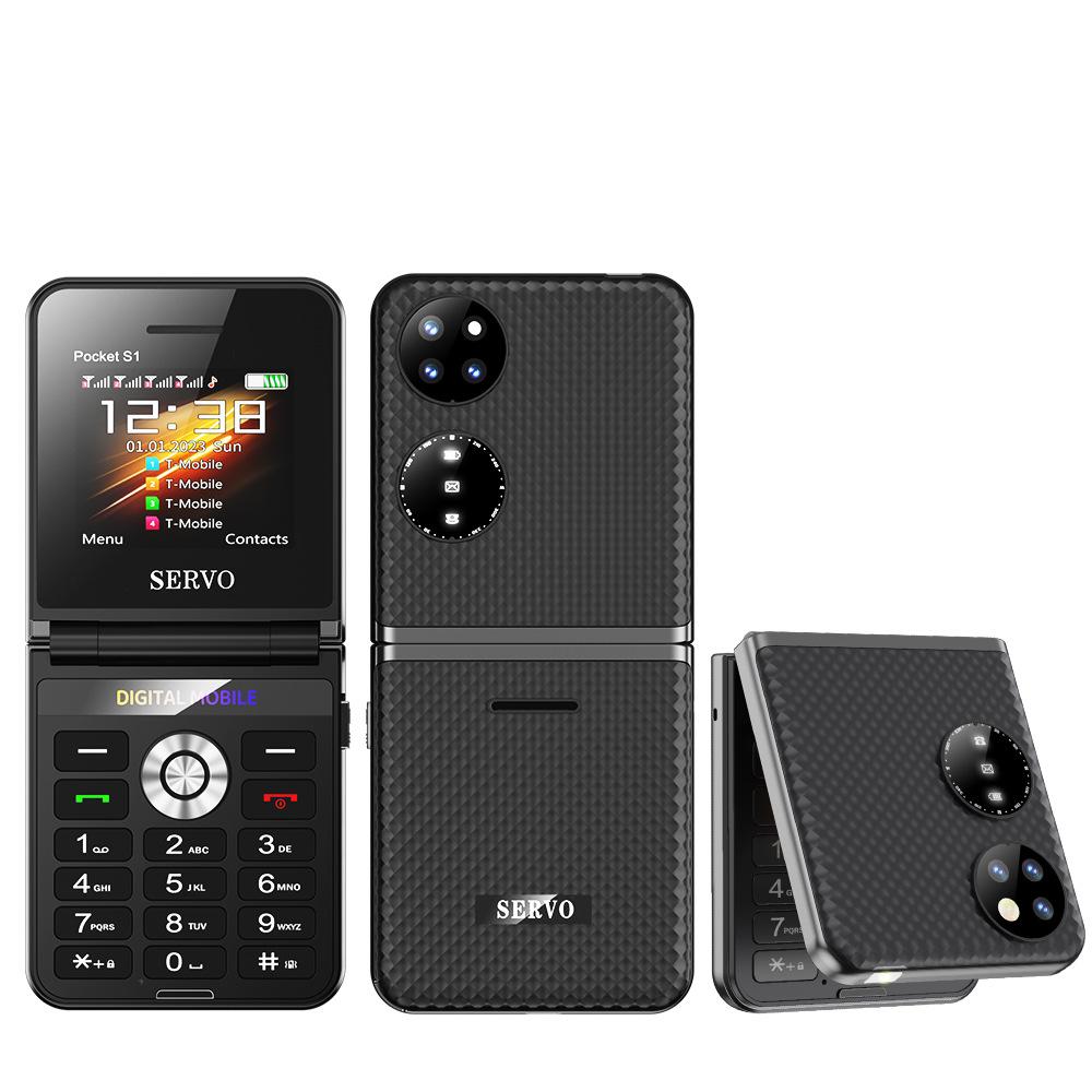 Folding Flip Phone Button Mobile Phone 4 Cards 4 Waiting for Large Screen Function Machine