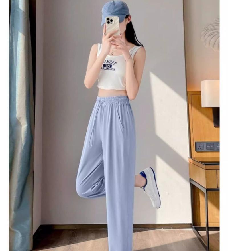 Hochwertige Damen Sommer Karottenhose Eisseide Lässige Jogginghose mit Drapierungseffekt