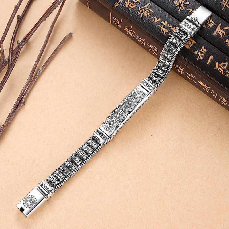 Lulu Tong Sechs-Zeichen-Mantra Herren Armband mit drehendem Zylinder und Perlen: Retro, High-End, Einzigartiges Persönlichkeitsdesign