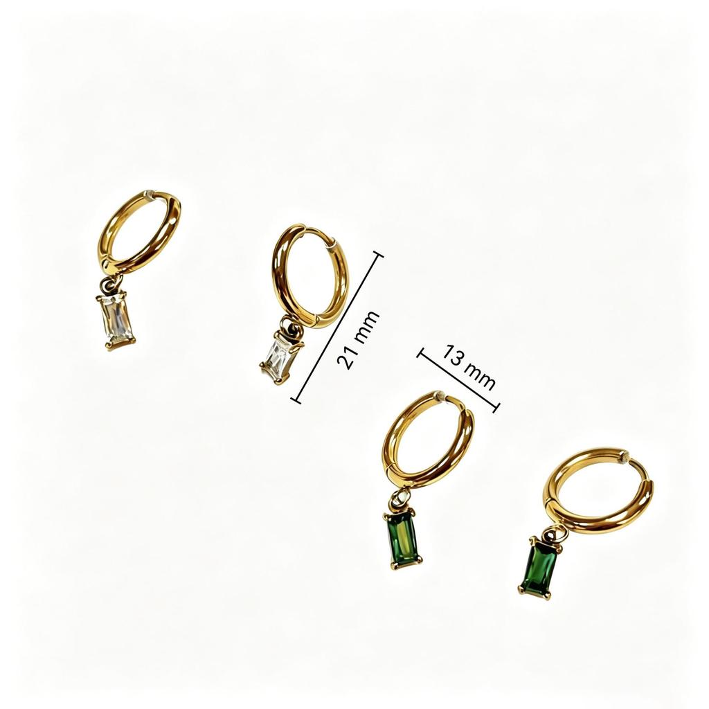Stylish Rhinestone-Inlaid Stainless Steel Earrings with Electroplated Pendant