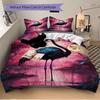 3pcs Pink Flamingo Art Duvet Cover Set -Includes 1 Duvet Cover and 2 Pillowcases, No Quilt Core, All-Season Home Decor  yy251111181