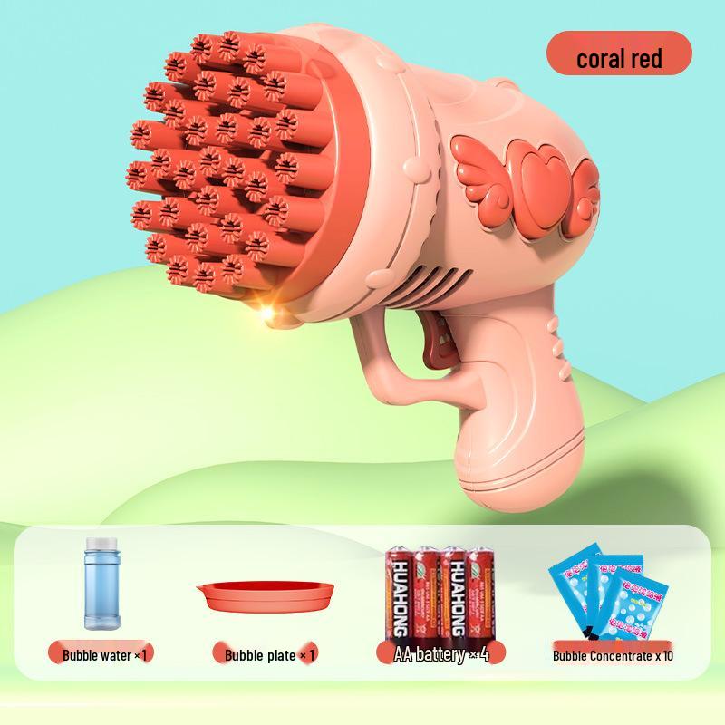 Douyin 69-Hole Light-Up Bubble Gun Rocket Launcher Toy for Kids