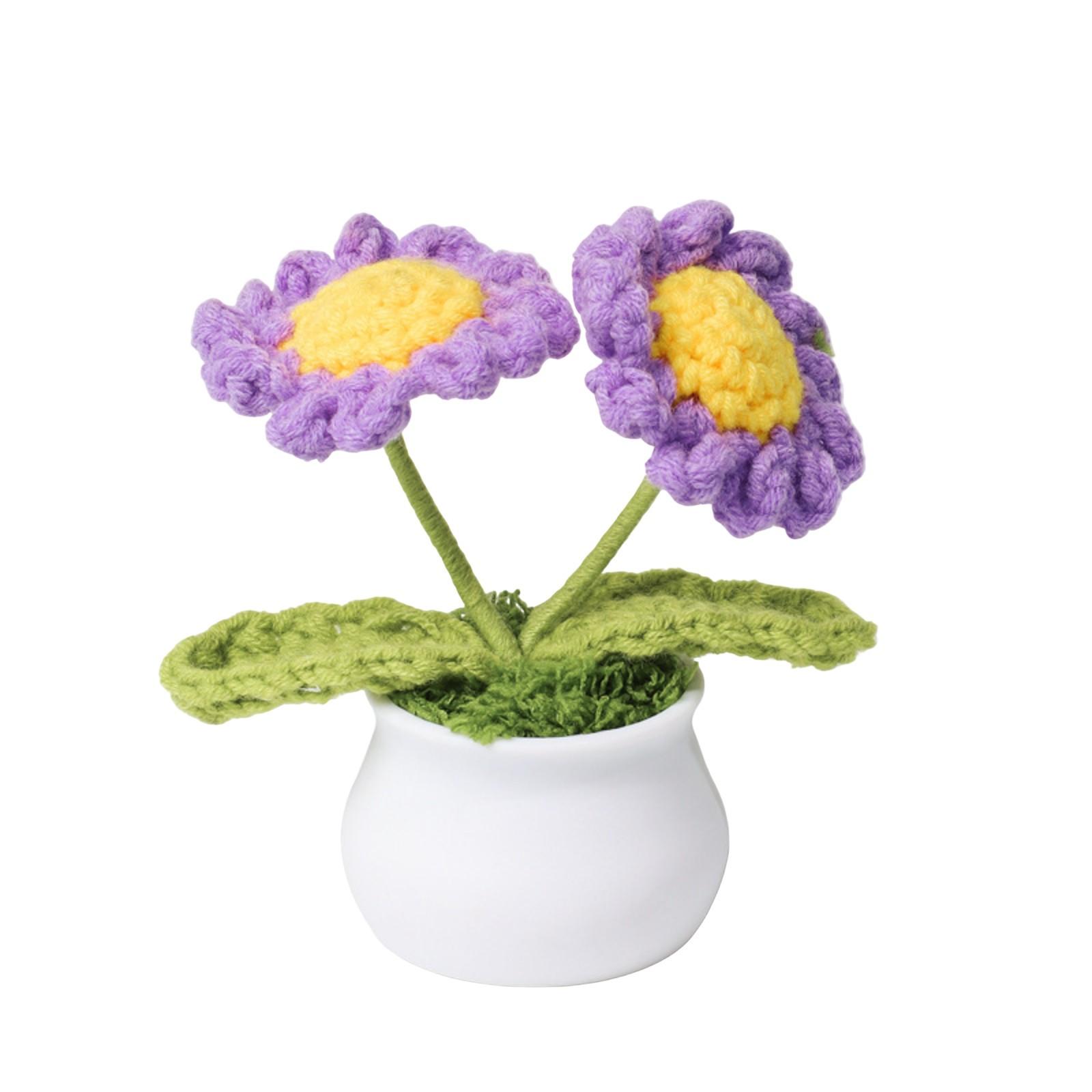 

Одиночный вязаный крючком цветочный горшок для маргариток - разноцветный декоративный цветок для дома или подарка (Выберите свой любимый цвет) One Size