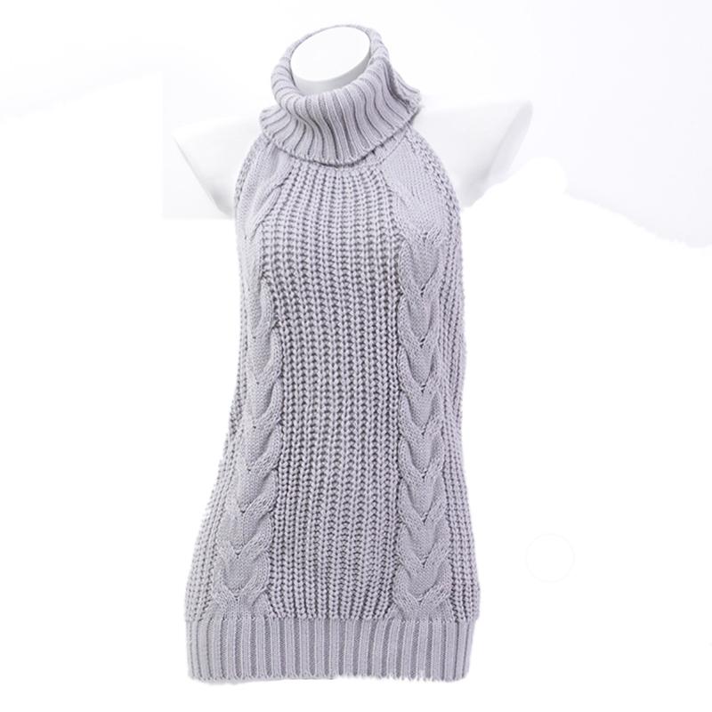 Japanese Anime Halter Sweater Dress Swimsuit Costume Fashion Backless Sleeveless Turtleneck Pullover Knit Sweater Cosplay Dress