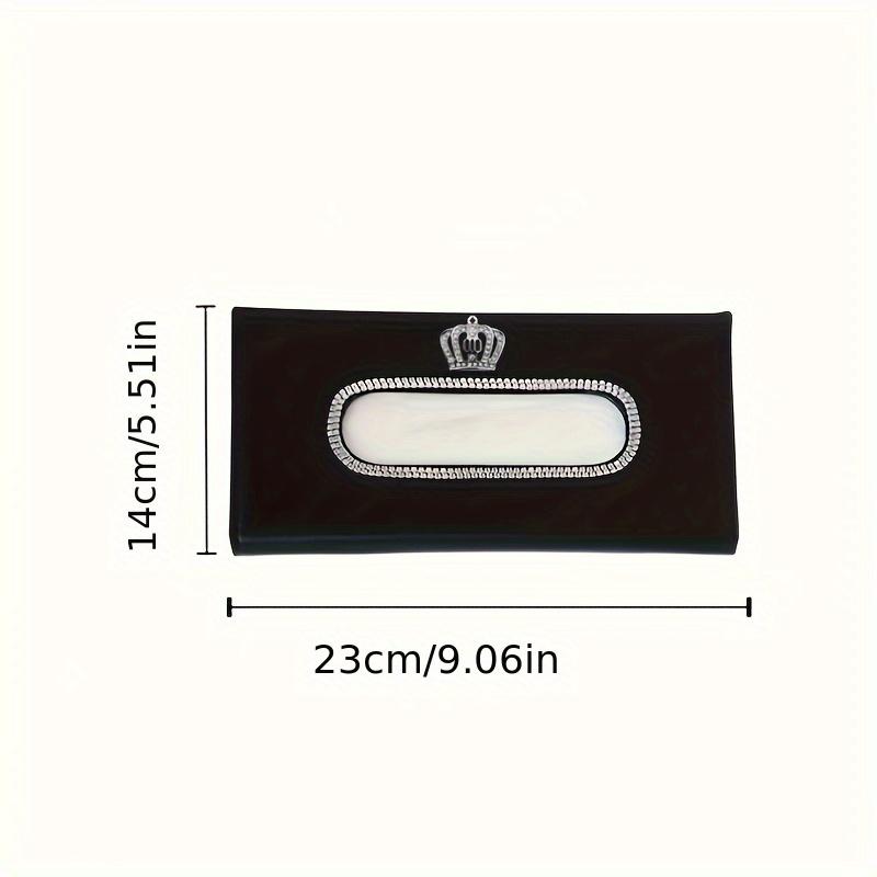 Bling Rhinestone Crown Sun Visor Tissue Box Cover, Hanging Car Tissue Holder Made of Faux Leather, Creative High-End Automotive Accessories.