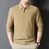 Vår och Höst Herr POLO Tröja Slag Premium Känsla Långärmad Ren Bomull Led Kläder