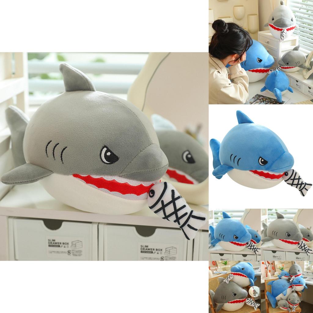 Shark Eating Small Fish Plush Toy With Pp Cotton Soft Stuffed Animal For Kids And Children