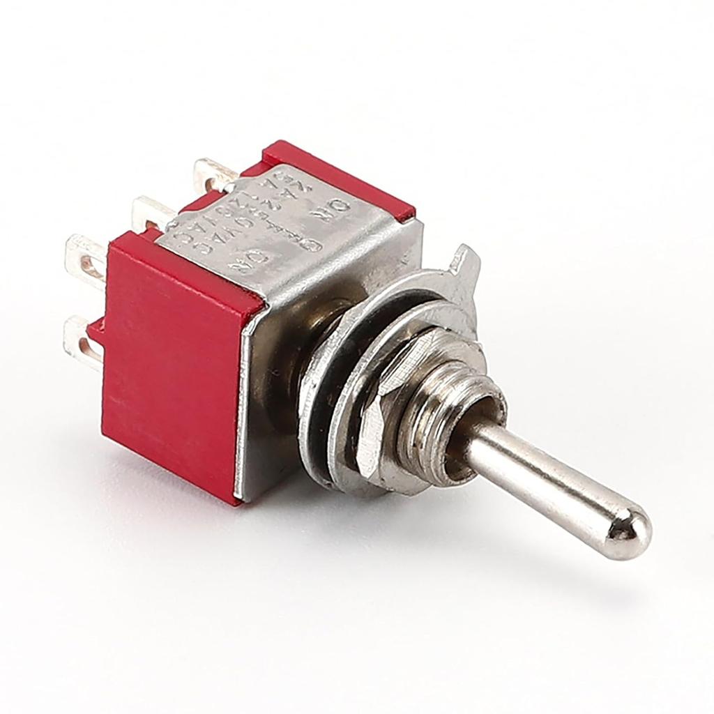 5PCS DPDT Mini Toggle Switch 6 Pin 3 Position 6mm Miniature ON/Off/ON Switch MTS-203 for Auto Car Boat Truck Car Dashboard Electronic Devices 6A 125V