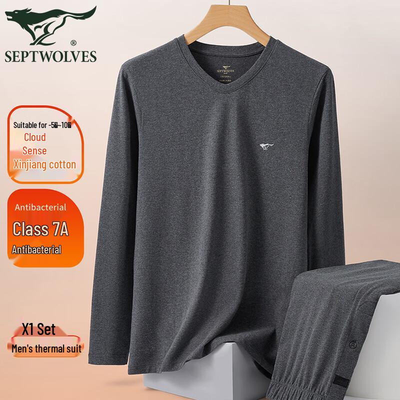 

Septwolves Men s 7A Antibacterial Lightweight Cotton Thermal Underwear Set L (170cm)