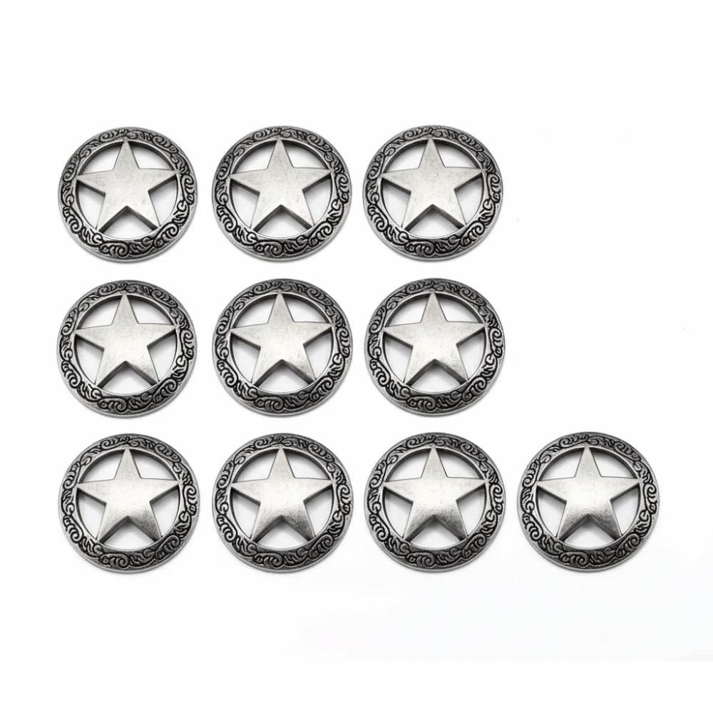 

Stars Hollowed Out Replacement Casting Buckle Small Size DIY Leather Craft Conchos Hat Decor серебряный