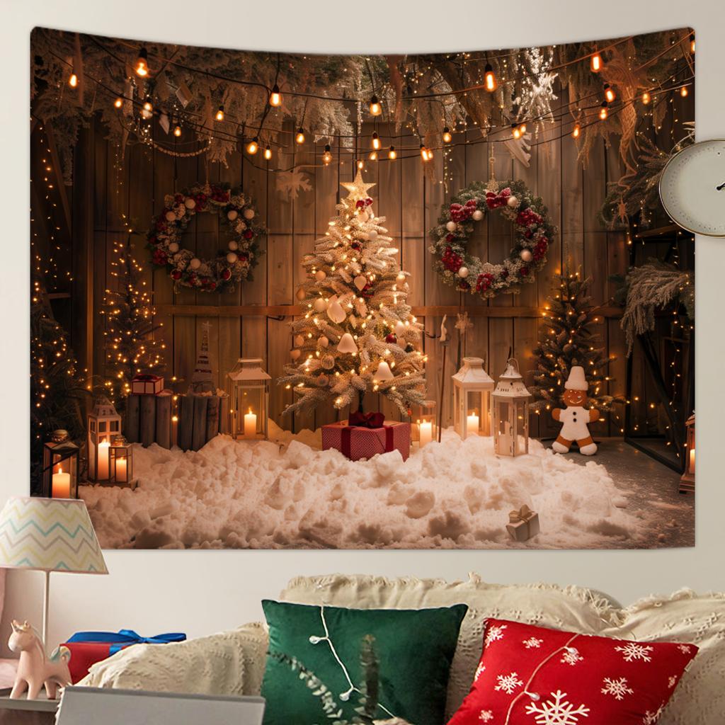 1pc Christmas Tapestry, Christmas Tree Fireplace, Warm, Beautiful, Romantic Christmas Decoration Poster Tapestry
