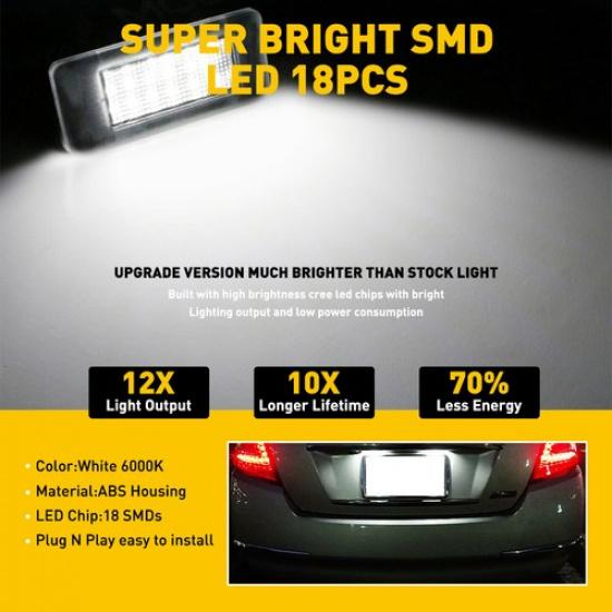 White LED Plate License Light For   6Th  Nissan Gen Altima 18SMD