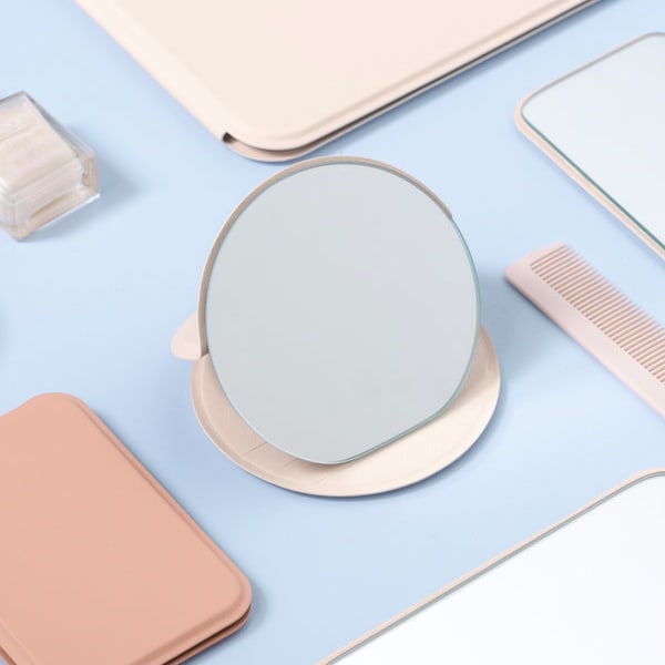 Ivory Cover Stand Round Mirror