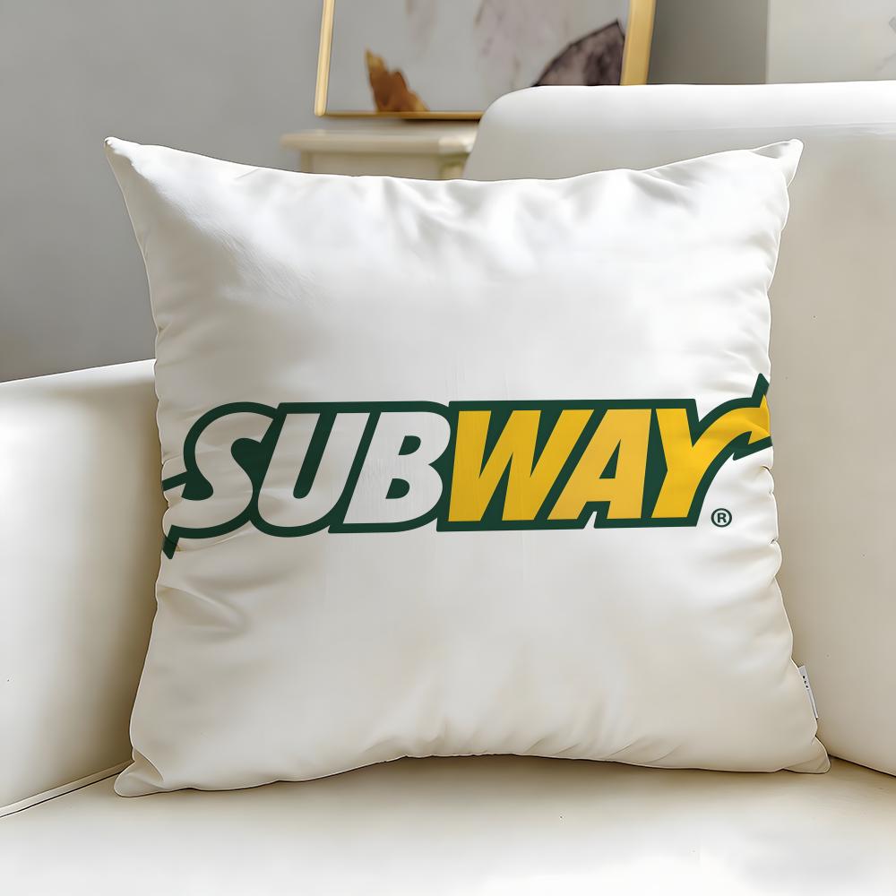 Classic Restaurant Brand Subway Cushion Cover Soft EasyWash Pillow Case Versatile for Couch Bed Travel and Office