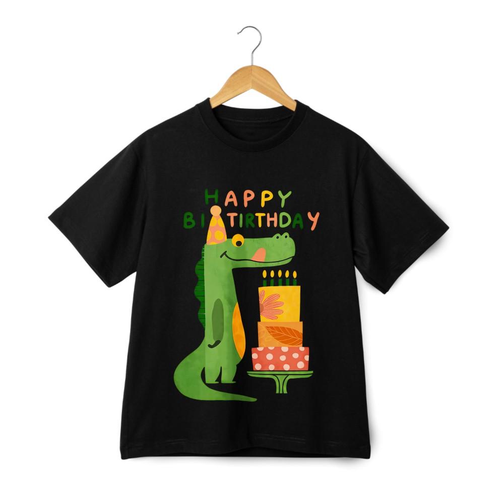 Crocodile Birthday Graphic Unisex Casual Tee for Birthday Parties,Daily Outings M