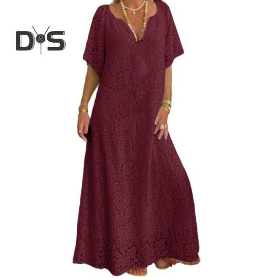 Stunning Summer Lace Dress Elegant Comfortable Eye Catching V Neck Mid Waist Ladies Dress Summer Accessories