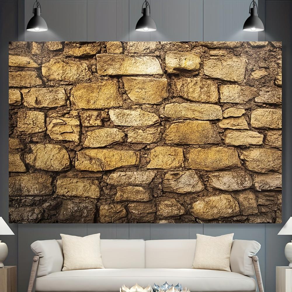 1 Piece Large Ancient Jerusalem Stone Wall Background - Realistic Textured Stone Wall Design Polyester Suitable for Living Room