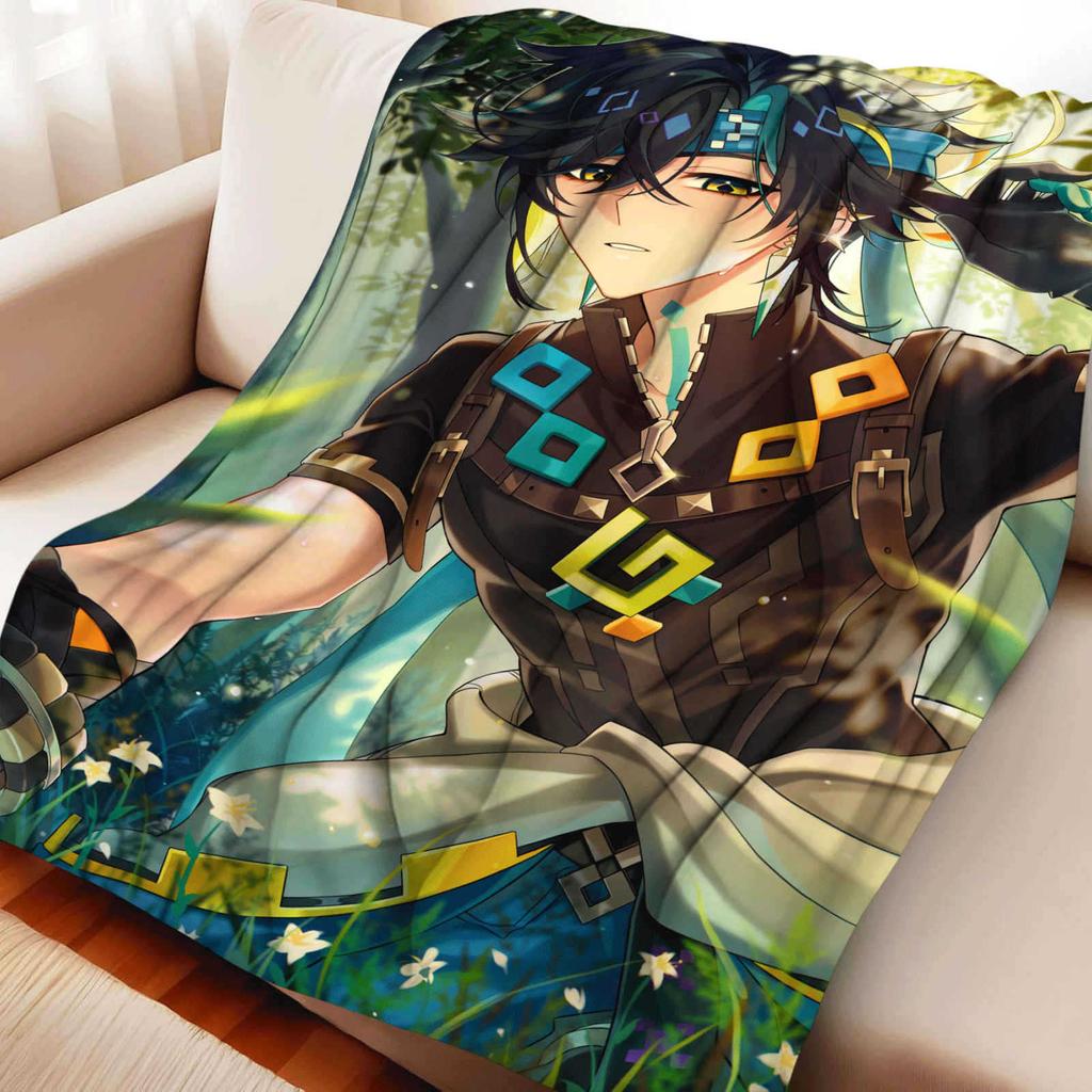 Game Genshin Impact Kinich Flannel Blanket Warmth Soft Air Conditioning Otaku Blanket Multifunctional Decorative Blankets
