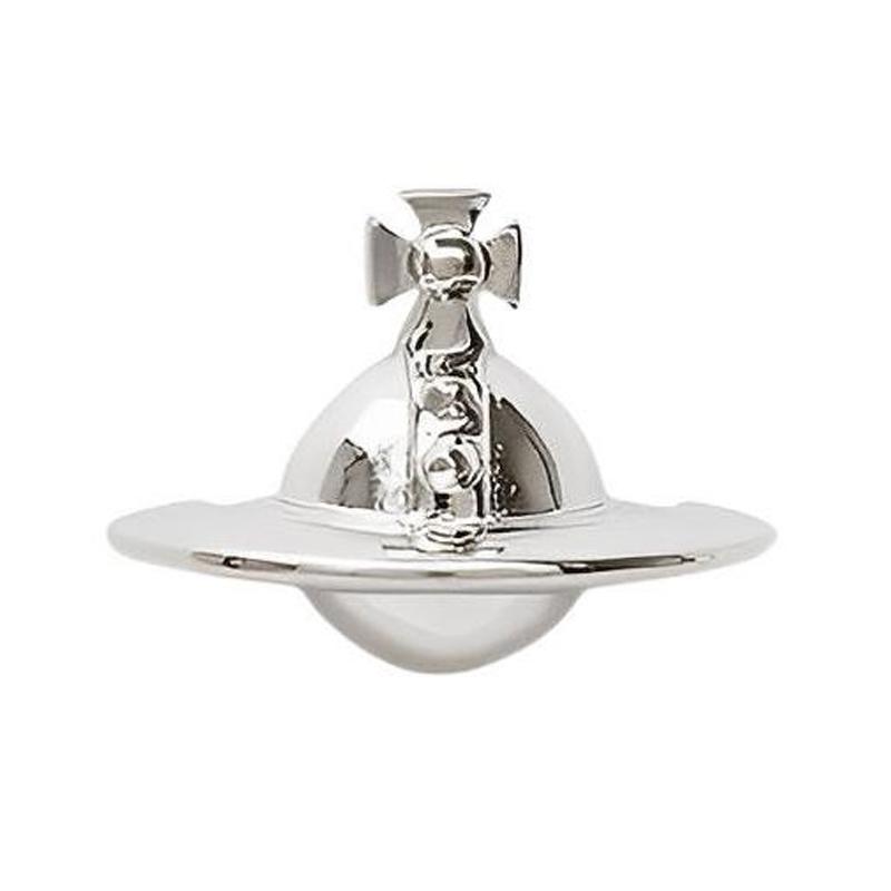 VIVIENNE WESTWOOD Solid Orb 3D Button Saturn Brass Earrings Women Earrings Silver 6201003802P019P019