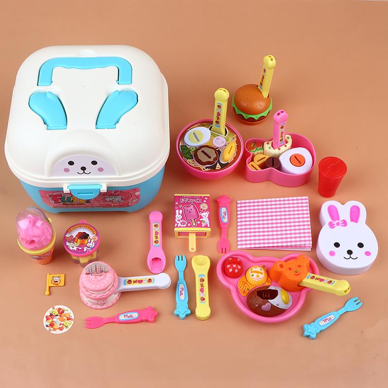 Simulation Food Feeding Toys With Storage Box Bento Hamburger Ice Cream Food Toy Set Dollhouse Kitchen Toys Kid Birthday Gifts