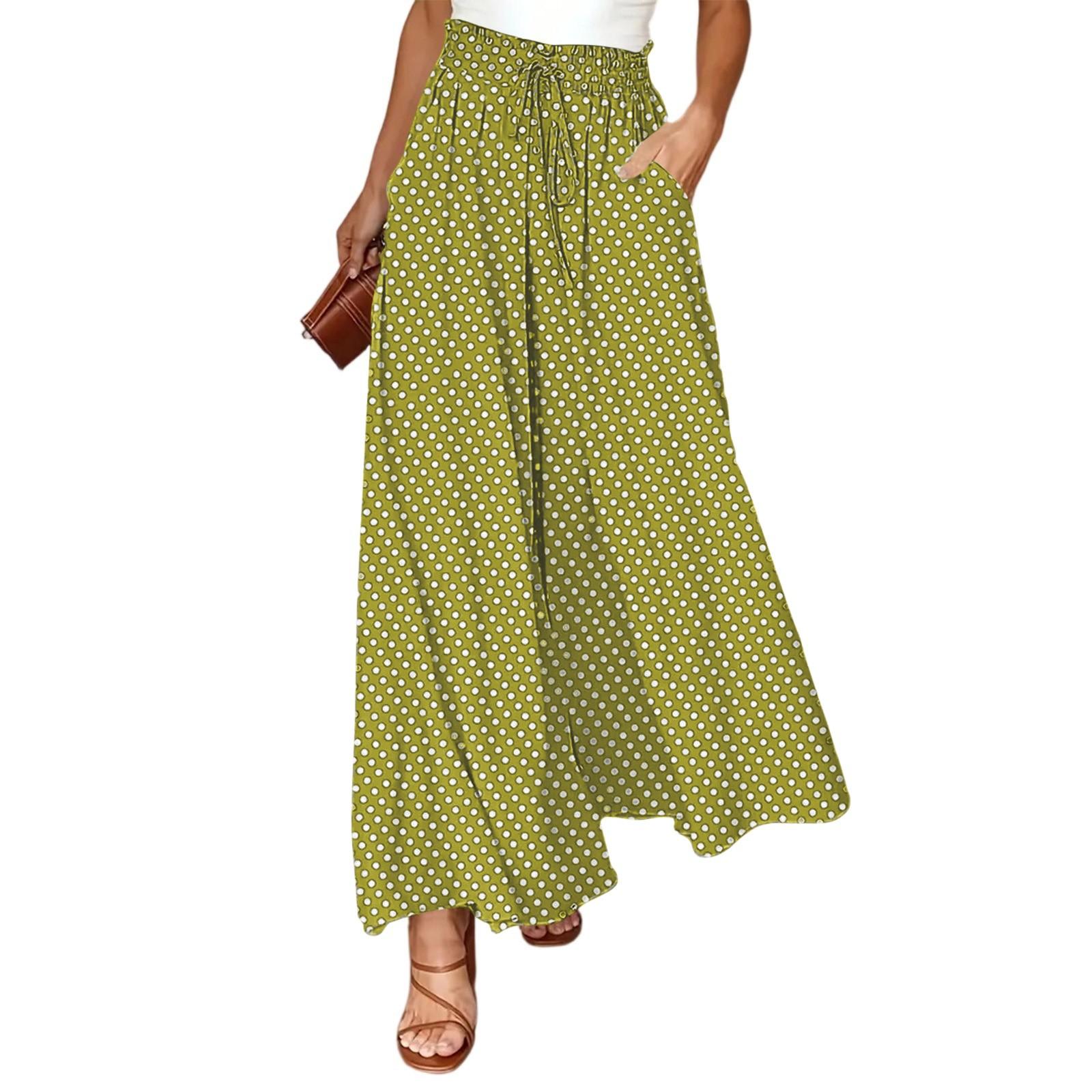 

Женские модные брюки на кулиске с высокой талией и принтом в горошек XL жёлтый