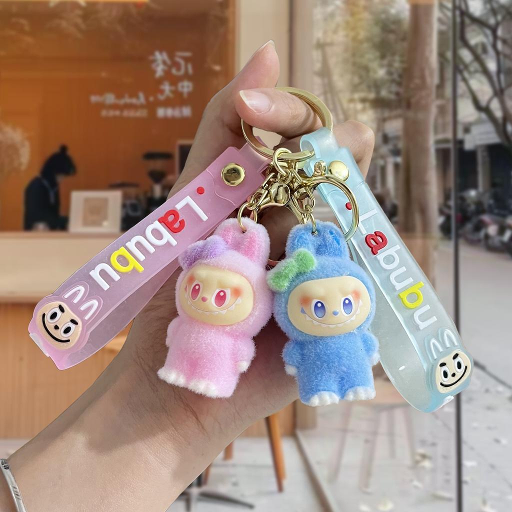 Tide Play Flocking Bow Rabub Doll Keychain Pendant Series Bag Pendant Keychain Pendant