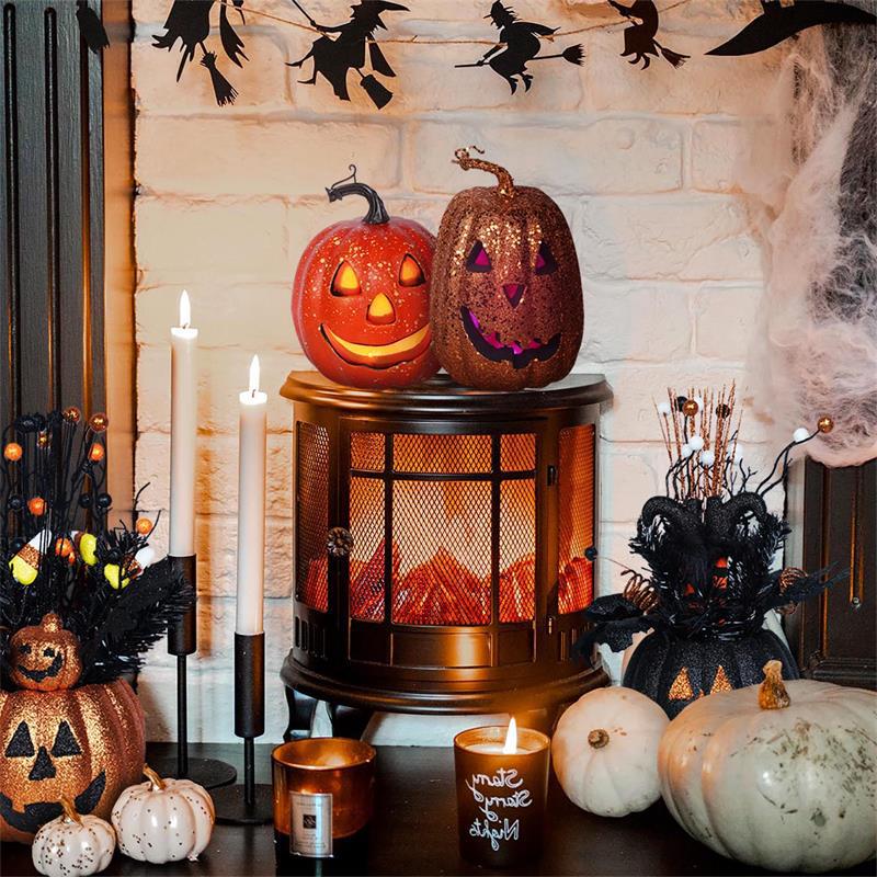 Halloween Pumpkin Decorations with Lights Vintage Halloween Light Up Table Decor for Home Office Haunt House Party