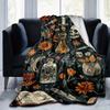1pc Skull Printing Lightweight Flannel Blanket, Comfortable and Warm Blanket, for Camping Sofa Bed and Couch Office, In All Seasons