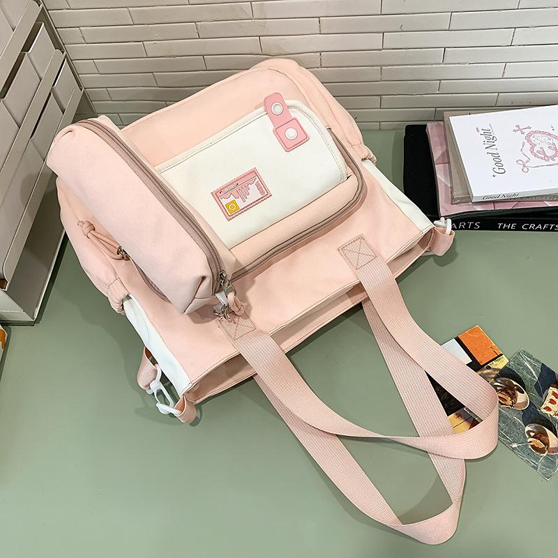 Bag Women's Versatile College Style One Shoulder Oblique Span Bag Large Capacity Leisure Commuter Tutoring Handheld Book Bag