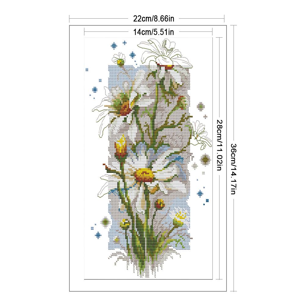 Partial Embroidery Eco-cotton Thread 14CT Printed Flower Cross Stitch