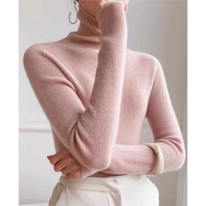 

Энди вельвет новый макарон с высоким воротником мягкий восковой приятный к коже базовый топ темперамент теплый свитер с вязаным свитером тренд One size