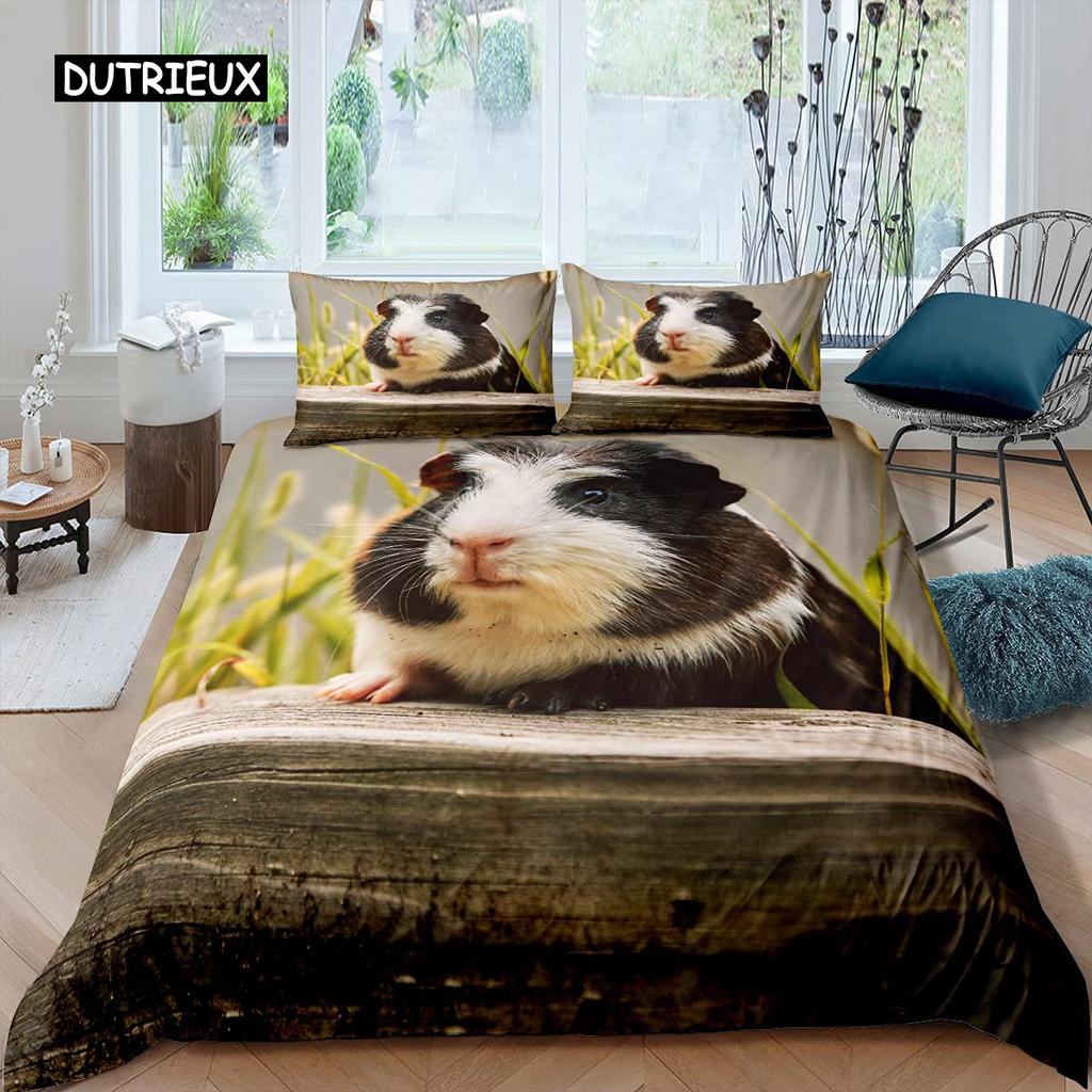 3D-Hamster-Bettbezug, King-Queen-Size, schönes Meerschweinchen-Bettwäscheset für Kinder, Teenager, Erwachsene, Familie, Haustier, 2/3-teilig, Bettbezug