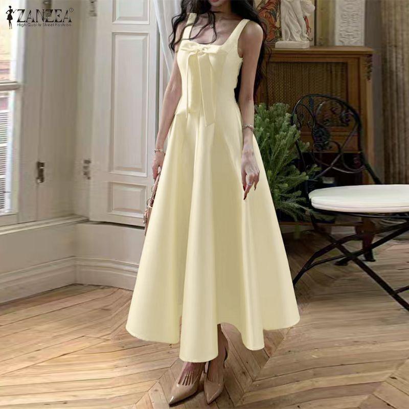 ZANZEA Women Casual U-Neck Summer Sleeveless A-line Dress