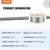 VEVOR 316 Stainless Steel Wire Rope 500ft Length, Steel Wire Cable 3/16 Inch, Steel Cable Railing Decking With 1x19 Strands Construction