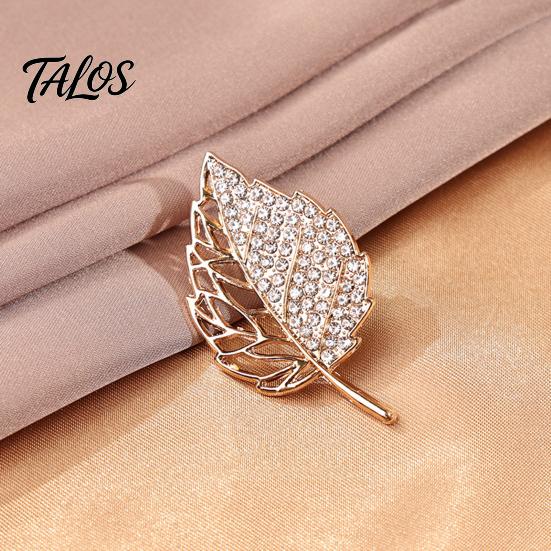 Alloy Leaf Pin Rhinestone Tree Brooch, Hollow Leaves Lapel Pin, Sweater Metal Cardigan Coat Clothing Accessories, Jewelry Gift for Women Girls
