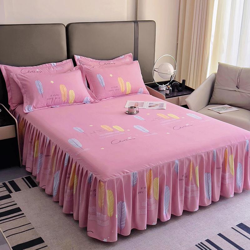 3pcs Twin Tree Pattern Extra Thick Non-Slip Bed Skirt Set with 1 Bed Skirt + 2 Pillowcases (Pillow Inserts Not Included)