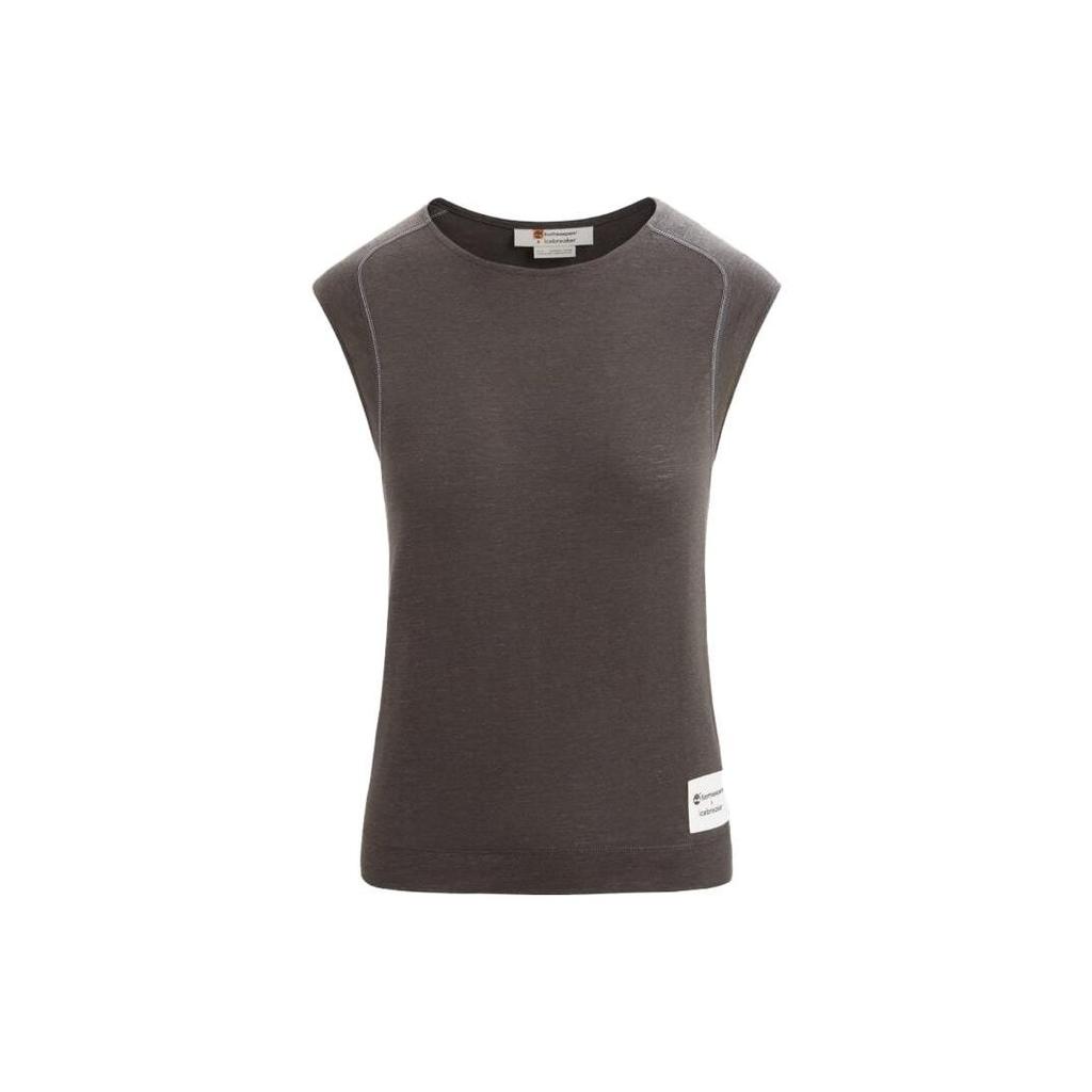 Timberland X Icebreaker Collaboration Solid Color Round Neck Sleeveless Tank Top Women Tops Dark-Gray A6J65DV1