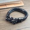 Men's Leather Cuban Chain Style Bangle Stainless Steel Braided Magnetic Buckle Punk Bracelet Homme Hand Accessories Jewelry Gift