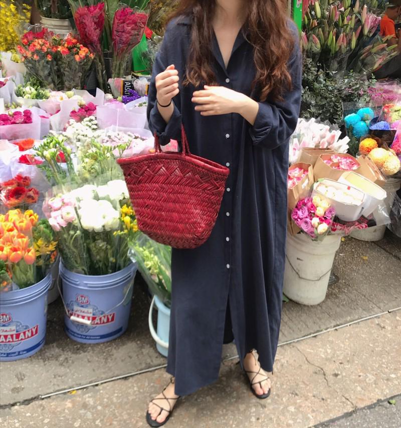 588 Korean Long Loose Cotton-Linen Shirt Dress - Plus Size, 2025 Spring Collection