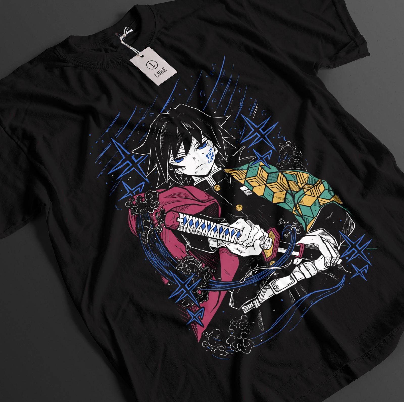 

Demon Slayer Shirt Tomioka Giyu T-Shirt Mens Womens Tees Top Tanjiro KNY Anime Akaza Doma Muzan Tee S