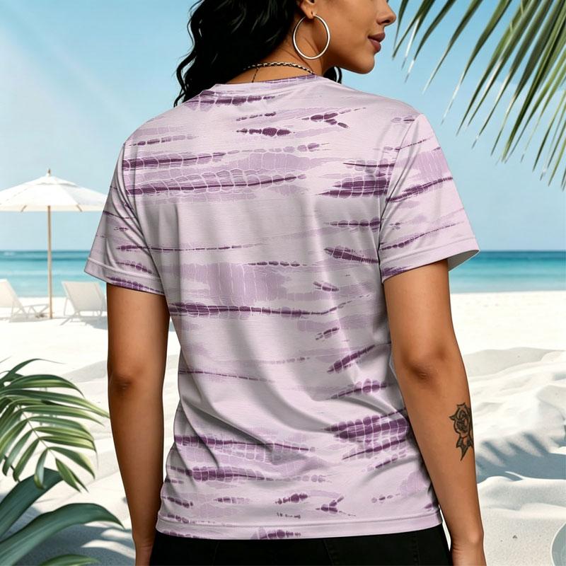 Women's Minimalist Tie-Dye Basic Crewneck T-Shirt, Soft Comfy Loose Fit, Versatile Casual Top for Daily, Beach & Loungewear