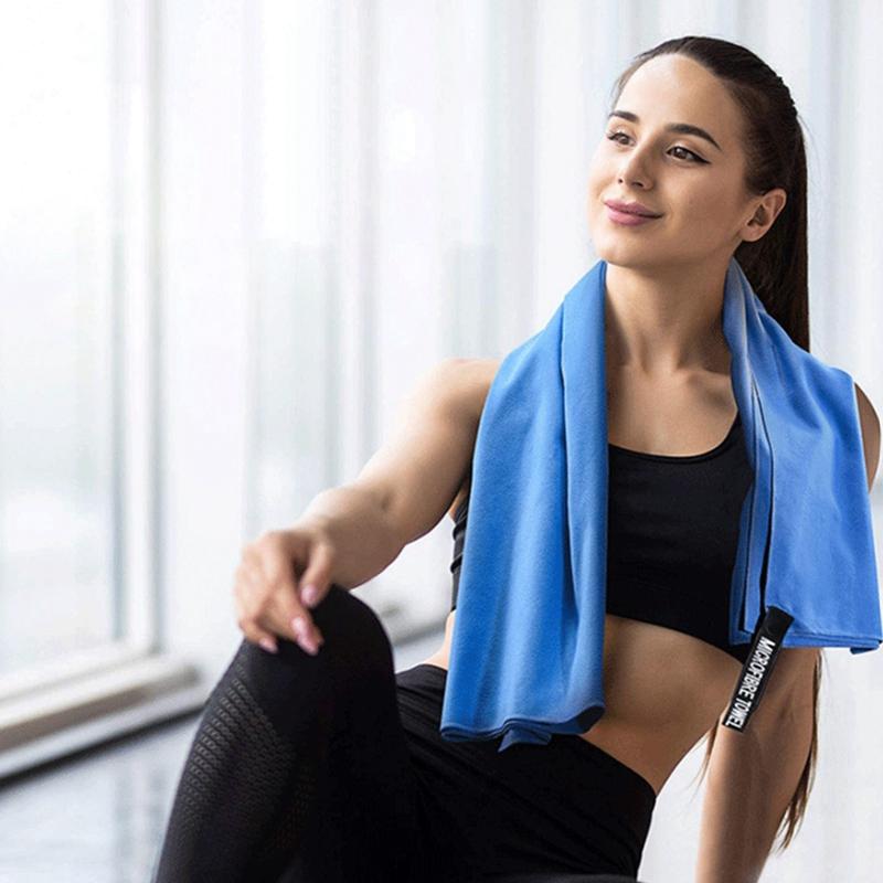 2PC Set Solid Microfiber Gym Towel Perfect Travel Sports Camping Beach Towels Fast Drying Super Absorbent Swimming Bath Towel