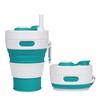 450ml Silicone Folding Straw Cup Space Saving High Temperature Resistant Retractable Cup with Buckle Leakproof Collapsible Cup