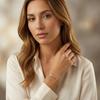 Shiny Zircon Crossed Stainless Steel Bangle Bracelet for Women, Gold Color Layered Stackable Female Waterproof Jewelry Gift