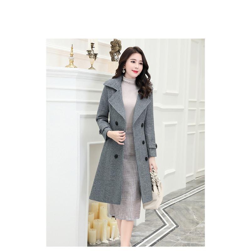 Autumn and Winter Thick Woolen Women's Coat Herringbone Coat