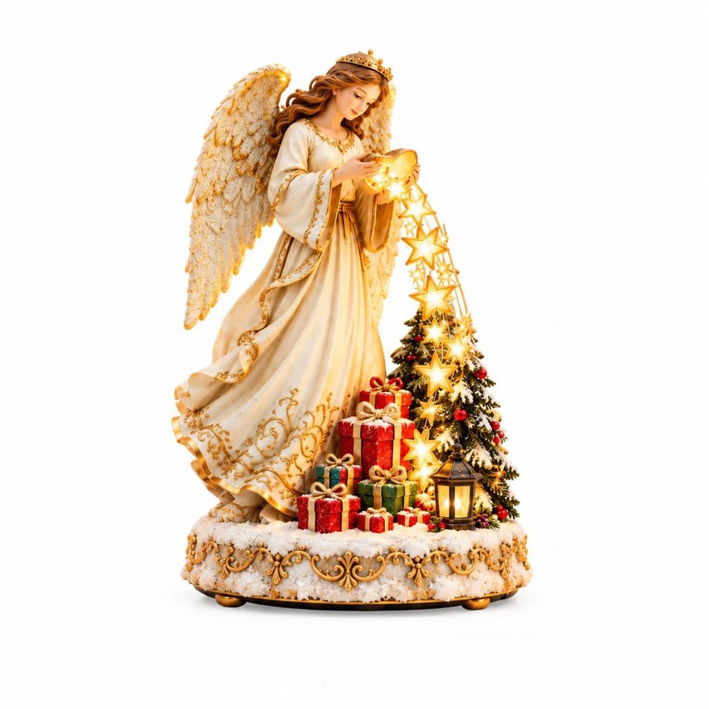 Lighted Star Christmas Tabletop Decoration, Holiday Desktop Ornament for Home Indoor Display