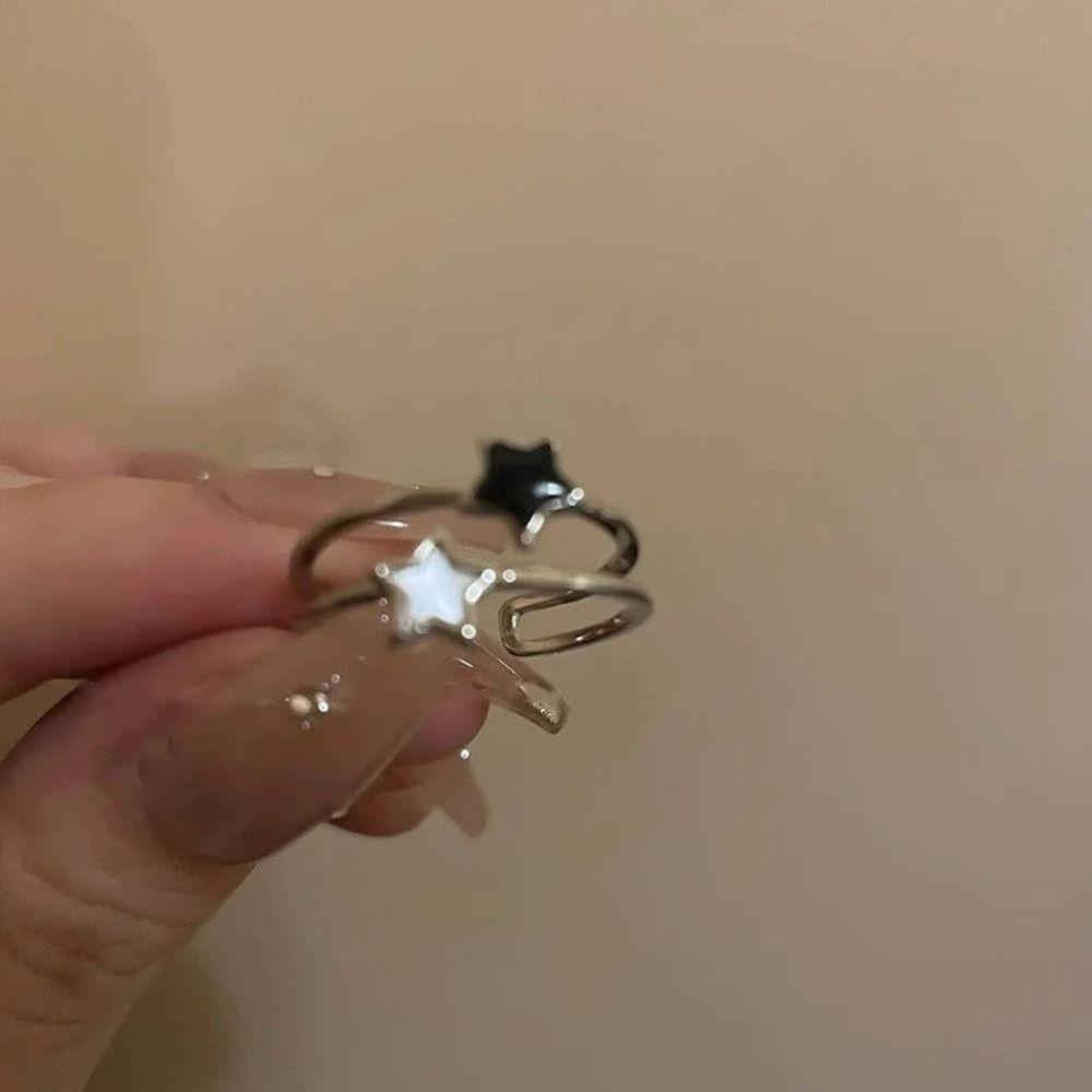 Minimalist Heart Open Rings Adjustable Alloy Heart Rings Couple Ring Couple