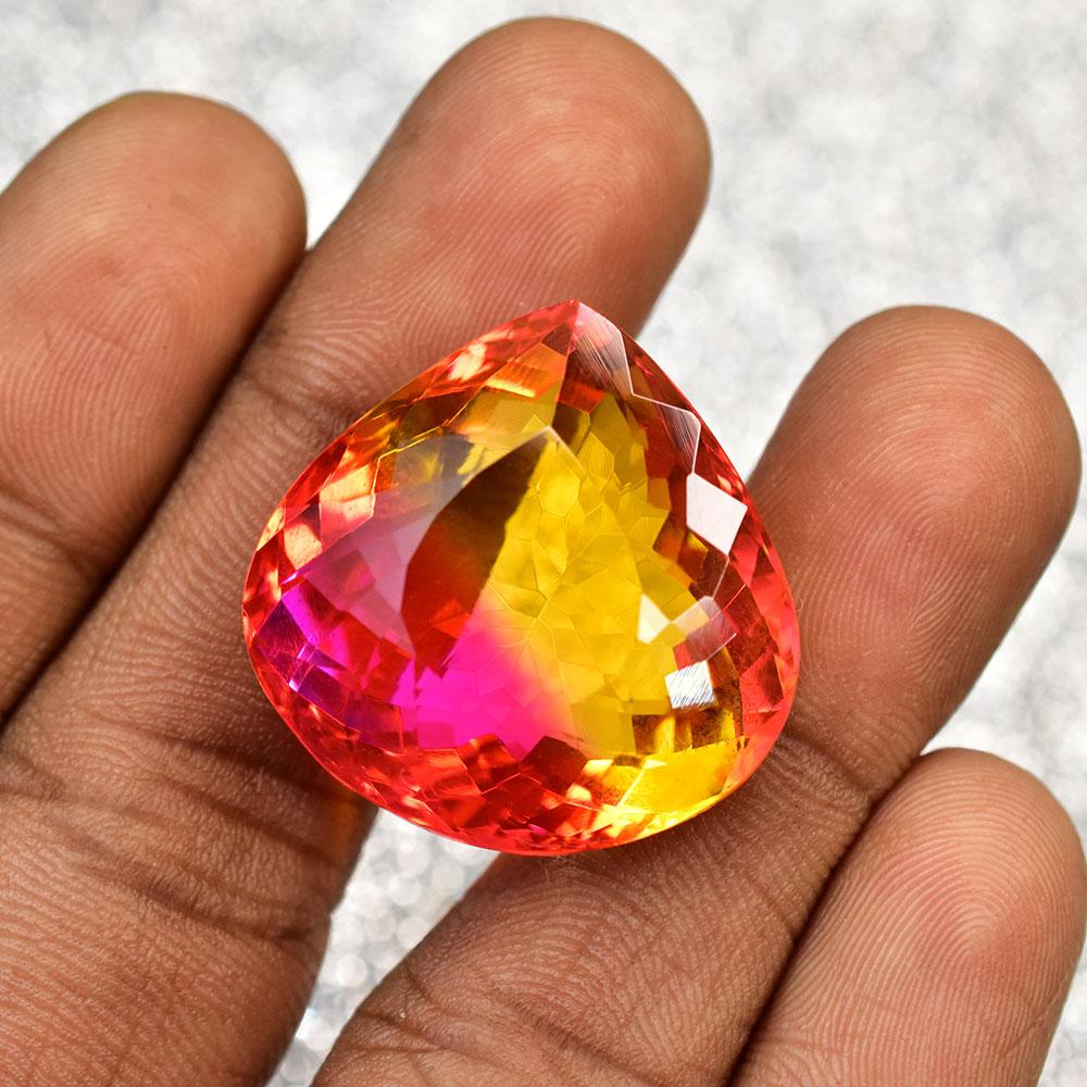 Natural Bi-Color Tourmaline Pear 57.5 Ct Excellent Loose Gemstone